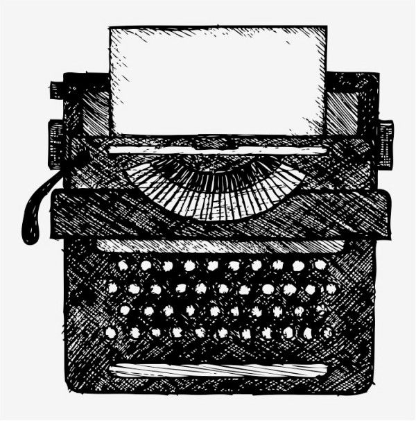 line drawing of typewriter